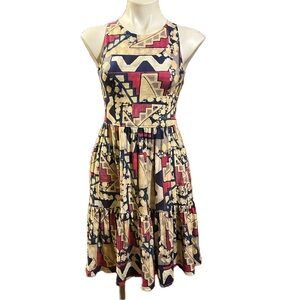 Peruvian Connection abstract print sleeveless dress with pockets